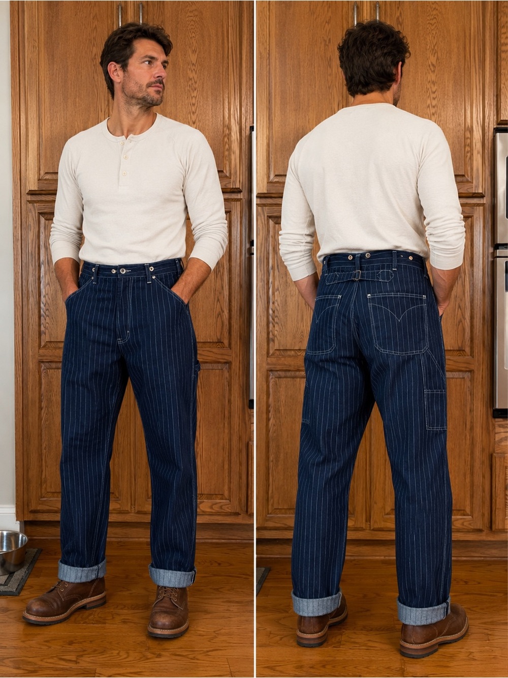 Okonkwo Standard U.S. Military Clothing Pinstripe Workwear Pants Medium Heritage